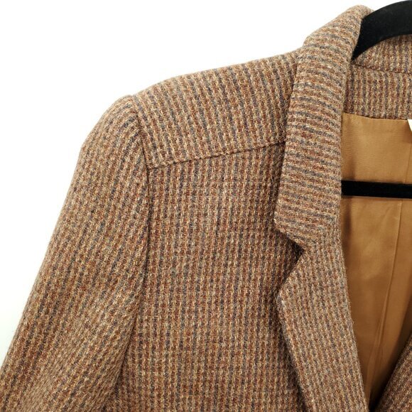 VTG Peabody House 100% Wool Tweed Long Line Blazers 10 Brown/Tan - Picture 6 of 16